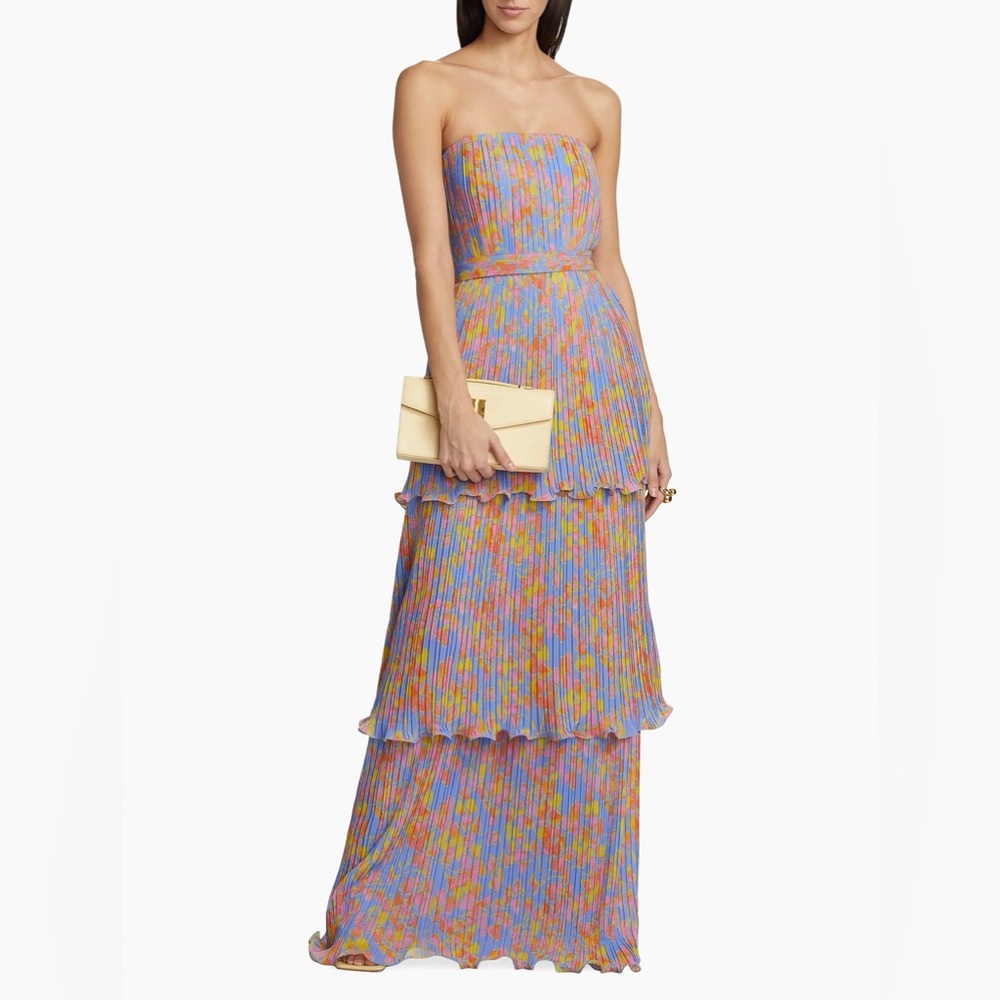 🩷 AMUR Laine Floral Strapless Tiered Gown 🩷